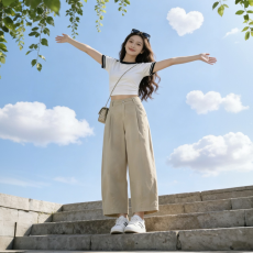 批发2026夏季新款洗水棉九分气球裤显瘦灯笼裤