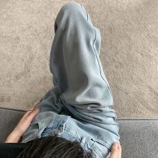 批发天丝浅色<b class='q'>牛仔</b>裤女夏季薄款垂感冰丝莱赛尔小个子高腰直筒阔腿裤女