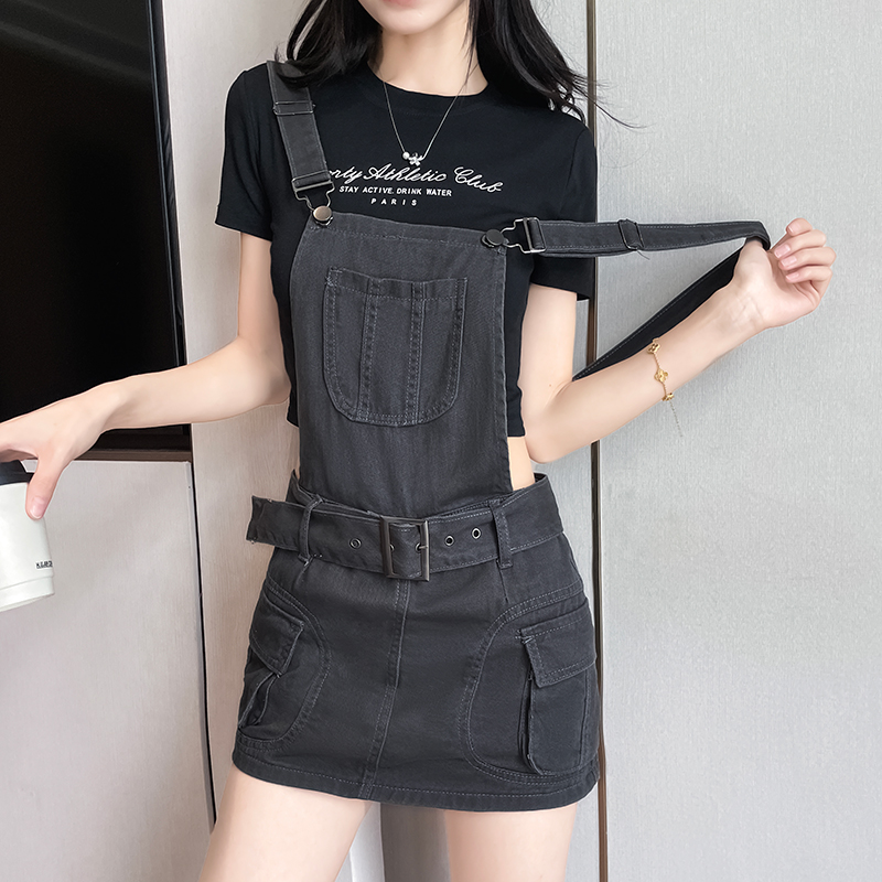 2026 여름 새로운 학원 스타일 멜빵 바지 중학생 데님 멜빵 바지