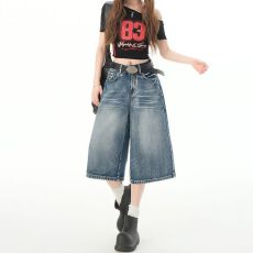 批发复古水洗2026新款宽松潮酷直筒牛仔裤<b class='q'>女</b><b class='q'>七分裤</b>