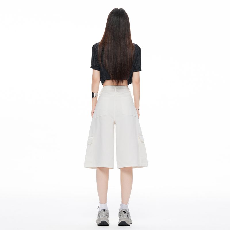아메리칸 레트로 워크웨어 거리 바람 더블 측면 빅 포켓 6 점 바지 루즈핏 종류 청바지