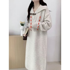 批发哺乳新款翻领装饰宽松毛衣连衣裙中长款秋<b class='q'>冬</b>