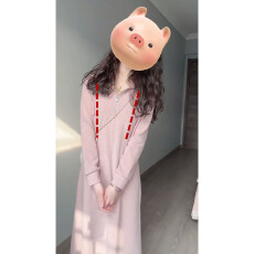 法式抽绳连帽针织潮妈哺乳连衣裙秋季新款气质显瘦卫衣中长裙子