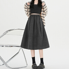 批发2025冬季毛呢半身裙女秋冬配毛衣a字<b class='q'>蓬蓬裙</b>遮胯显腿长呢子中长裙