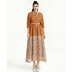 批发出口订单 重工刺绣<b class='q'>镂空</b>水溶蕾丝拼接<b class='q'>连衣裙</b>