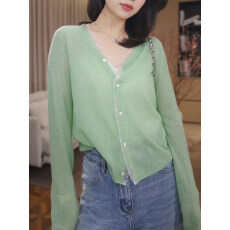 批发竹节麻针织<b class='q'>开衫</b><b class='q'>女</b>春夏薄款罩衫2026新款韩系宽松外搭长袖上衣