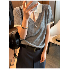 批发假两件麻花纹冰丝针织衫女<b class='q'>欧洲站</b>2026春装<b class='q'>新款</b>欧货女装打底小衫潮