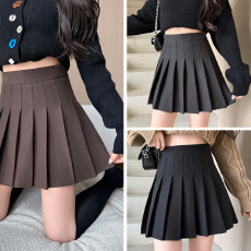 批发秋冬新款毛呢<b class='q'>百褶裙</b>修身高腰显瘦a字短裙学院风JK<b class='q'>半身裙</b>百搭