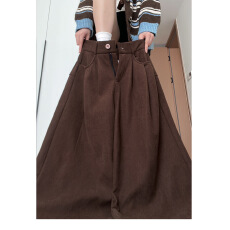 批发棕色高腰灯芯绒<b class='q'>西装</b>裤<b class='q'>女</b>秋冬2025新款加绒慵懒风针织休闲阔腿裤子