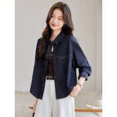 批发牛仔短外套女春秋款2026新款休闲气质衬衫小个子宽松洋气长袖上衣