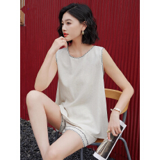 批发高级感无袖上衣<b class='q'>背心</b>短裤两件套女夏2026小个子休闲洋气减龄套装