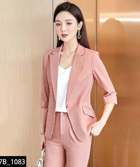 이른 가을 경력 정장 세트 여성 얇은 스타일 중간 소매 품격 긍정적 인 로드 중 7부 소매 정장 재킷 작업복