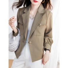 批发2026年卡其色短款风衣外套女新款薄款休闲西装风衣<b class='q'>春</b>秋款时尚上衣
