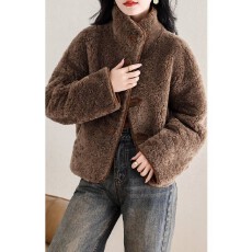 批发宽松羊羔毛<b class='q'>外套女</b>羊剪绒皮毛一体<b class='q'>短</b>款皮草两面穿美拉德毛毛大衣冬