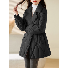 批发黑色<b class='q'>西装</b>领棉服女冬季2026新款棉衣高端修身中长款外套