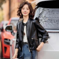 批发设计感短款皮衣外套女2026<b class='q'>春</b>季新款宽松显瘦气质PU皮夹克
