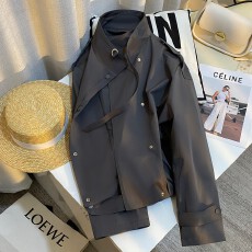 批发灰色休闲复古韩系潮流风衣短外套女2026春秋新款今年流行宽松大衣