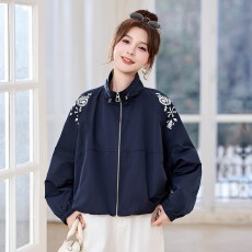 批发小众设计感法式重工刺绣短款外套女2026春秋季新款小个子减龄夹克