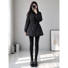 批发小个子西装领中长款羽绒服女2026新款冬韩版收腰显瘦黑色工装外套