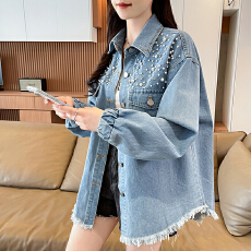 批发牛仔外套女宽松慵懒风2026年春秋新款高端欧货洋气衬衫中长款风衣