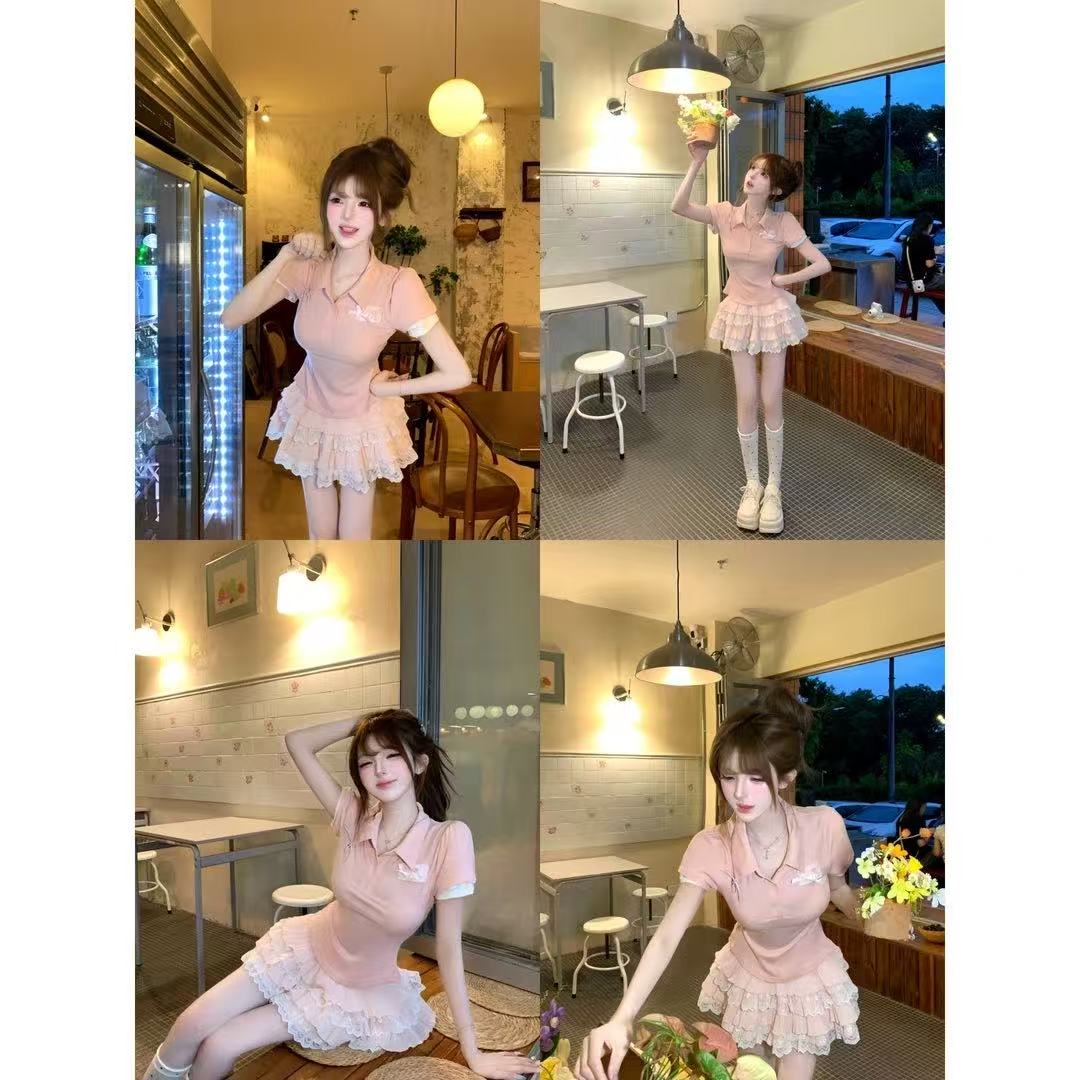 루이 茜 웨이 Sher S 달콤한 복숭아 일기 봄 여름 달콤함 귀여운 바람 중국 스타일 의류 맨위 반 스커트 r1559-3n