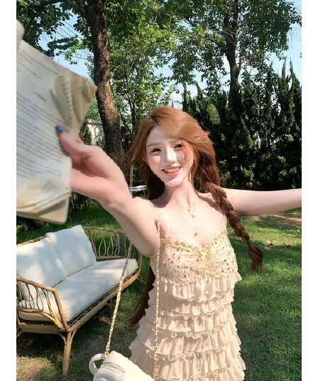 루이 茜 웨이 Sher S 멜라루카 케이크 여름 천 금빛 바람 프랑스식 작은 대중 디자인 드레스 r5852x