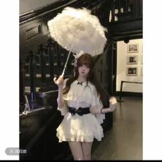 批发【林林在忙白纱赴梦   古早千金<b class='q'>娃娃</b>领斗篷雪纺荷叶花边<b class='q'>连衣裙</b>