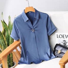 批发白色雪纺<b class='q'>衬衫</b>女短袖夏季时尚洋气上衣法式设计感<b class='q'>职业</b>工装打底<b class='q'>衬衣</b>