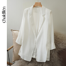 批发雪纺西装外套女薄款夏季垂感透气防晒衫宽松<b class='q'>休闲</b><b class='q'>西服</b>女飘逸黑色