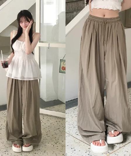 슬림해 보이는 섹션 태국 사람 린 도루 가을 센스 나일론 온도 하강 조거 넓은 다리 훈련 바지