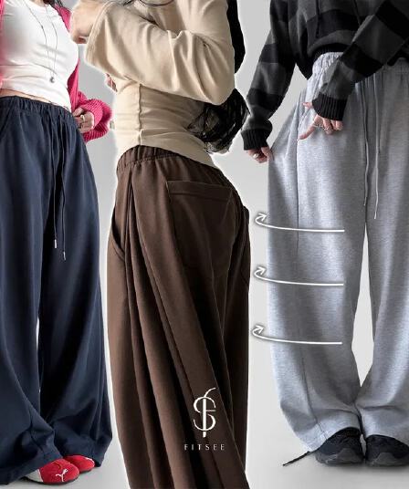 v 허리 머리 폴딩 허리 머리 넓은 다리 길이 바지 운동 바지