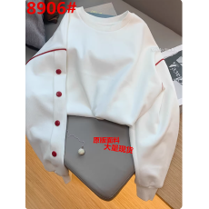 批发白色圆领卫衣女春<b class='q'>秋</b>2026新款小个子洋气宽松休闲慵懒风设计感上衣