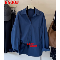 批发慵懒风复古蓝色长袖衬衫女早<b class='q'>秋</b>款高级感宽松显瘦休闲百搭开衫上衣