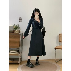 有货～2026春季新款大码女装法式小香赫本风连衣裙修身显瘦长裙