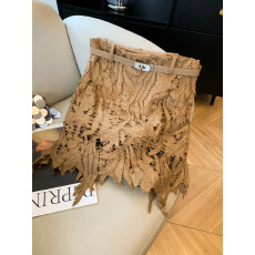 批发实拍温柔气质立体花朵蕾丝包臀裙女冬季新款高腰显瘦A子皮带<b class='q'>短裙</b>