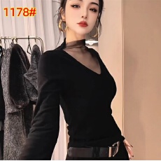 批发莎火火-原创秋冬新款双面绒加密保暖<b class='q'>网纱</b>拼接<b class='q'>打底衫</b>女上衣552