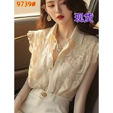 批发<b class='q'>正品</b>哥家新款2026夏季独特别致薄款小飞袖衬衫女洋气翻领蕾丝上衣