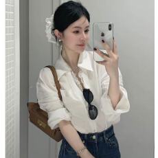 批发白色衬衫女高级感轻奢减龄洋气秋2025新款长袖休闲设计感小众衬衣
