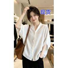 批发小众极简风白色亚麻防晒上衣2026夏季新款高级感洋气绝美宽松衬衫