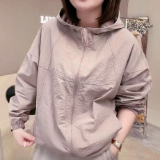批发纯色减龄百搭防晒连帽外套女2025春夏季新款宽松休闲显瘦百搭上衣