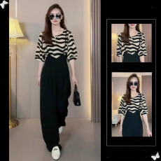 批发2026新款<b class='q'>夏装</b>搭配一整套时尚冷淡风盐系微胖穿搭背带裤显瘦两件套