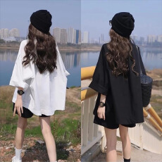 批发夏季减龄一整套穿搭韩系休闲慵懒风防晒<b class='q'>衬衫</b>宽松<b class='q'>运动</b>短裤两件套女