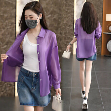 批发冰丝雪纺防晒衬衫女夏季2026年新款宽松中长薄款外套开衫外搭衬衣