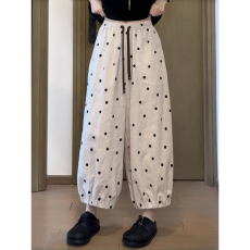 批发香朵儿阔腿九分<b class='q'>裤</b>休闲<b class='q'>裤</b>2026夏季新款洋气衣服女慵懒波点<b class='q'>哈伦</b><b class='q'>裤</b>女