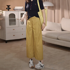 批发2026夏季新款薄款高腰显瘦休闲<b class='q'>裤</b>女宽松时尚百搭直筒阔腿八分<b class='q'>裤</b>子