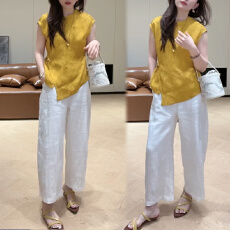 批发新中式衬衫<b class='q'>休闲</b>裤<b class='q'>套装</b>女士2026年夏季新款宽松时尚百搭显瘦两件套