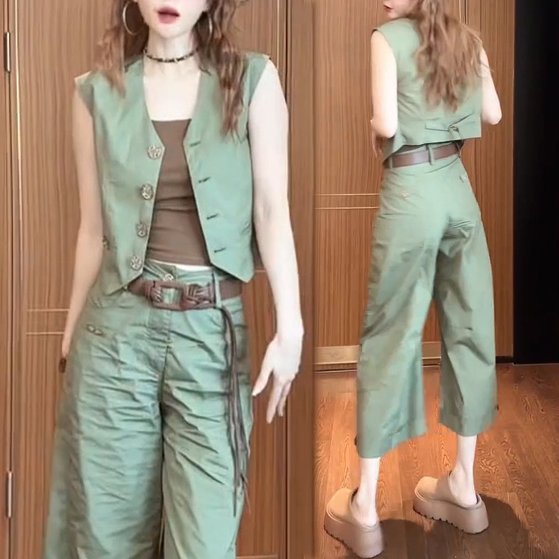 FA36151# 夏季新款韩系气质休闲显瘦两件套装女洋气两件套  服裝批發女裝批發服飾貨源