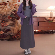 批发三件套紫色吊带<b class='q'>衬衫</b>套装女2025新款秋季包臀半身裙三件套女款