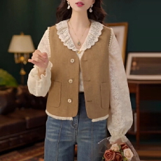 批发法式轻奢时尚套装女2026春秋新款提花长袖衬衫流苏马甲<b class='q'>外套</b>两件套