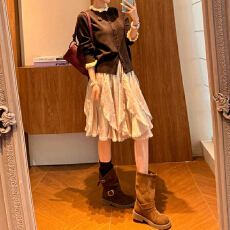 批发秋季新品设计感小众气质长袖毛针织衫半身裙两件套2026潮